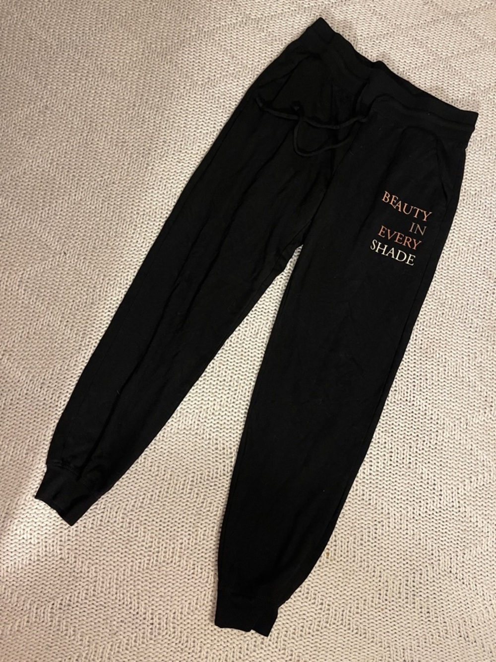 Zoe + Liv Beauty In Every Shade Black Joggers Drawstring Lounge Pants M